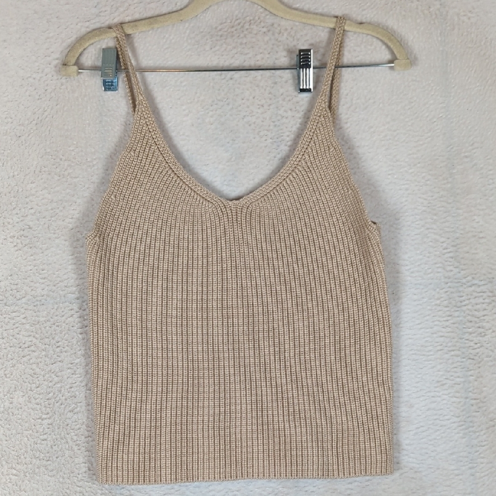 Mod Ref Women's Tan Knit Cropped Tank Top Size M